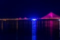 Night View of Bandra Worli Sea Link Bridge, Mumbai, India. This is a scenic constraction